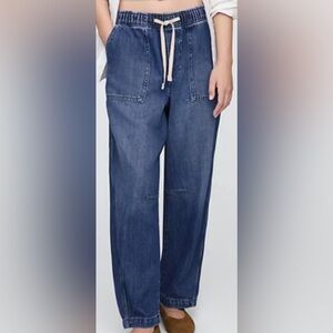 GAP Women's Light Blue Mid Rise SuperSoft Pull-On Barrel Jeans